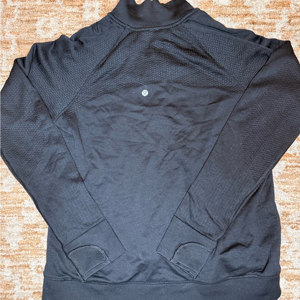 Lululemon Athletica Black Engineered Warmth Half Zip Size 10🖤🖤🖤 - Picture 2 of 5
